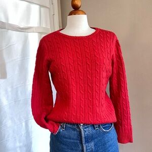 Petite Sophisticate Extra Fine Italian Merino Wool Cable Knit Sweater